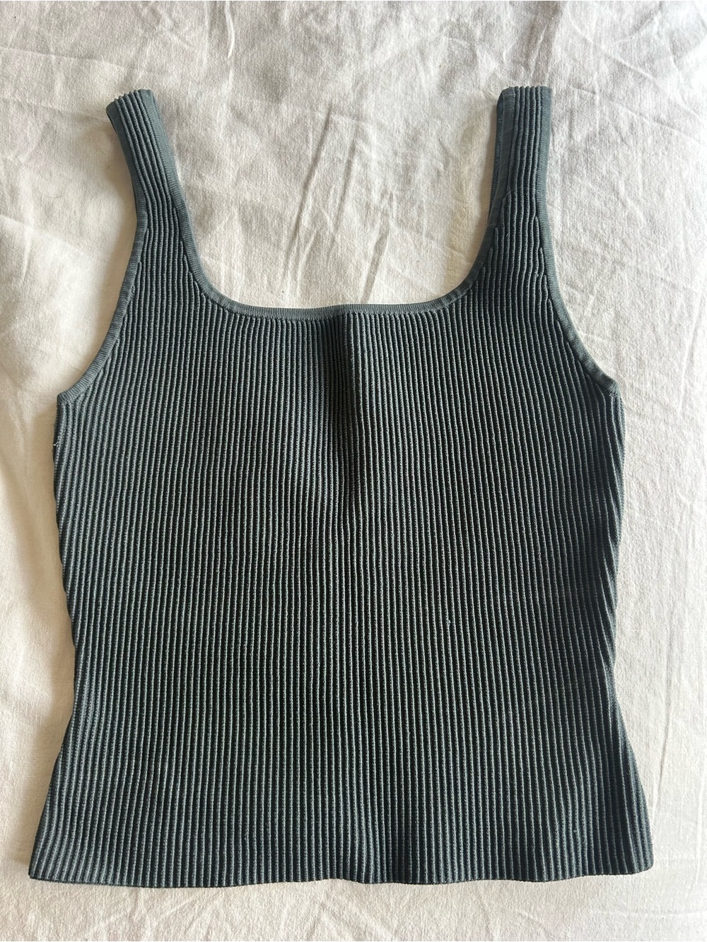 Babaton Ribbed Tank Top in Charcoal Green